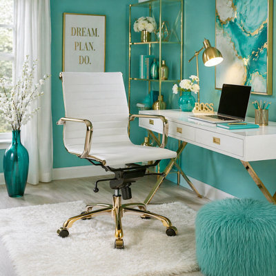 Chaise de bureau en cuir Lonty