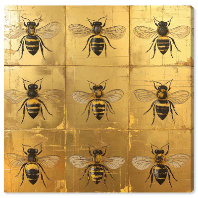 Bees Golden II Canvas Chinoiserie Art by Art Remedy