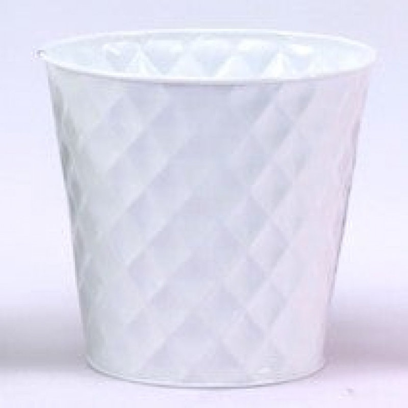 Shiny Embossed Diamond Pattern Bucket, White