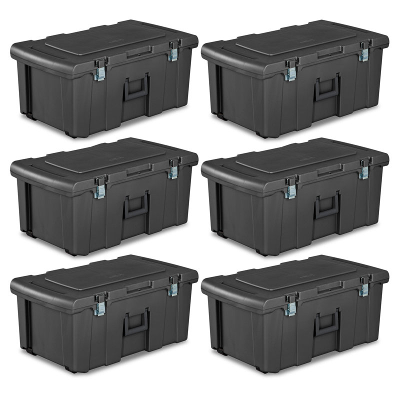 Rolling storage locker, Sterilite plastic utility container, Noir, 6