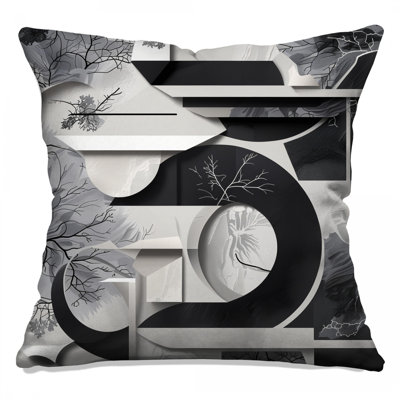 Monochrome Abstract Composition Double Sided Throw Pillows