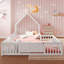 Lit maison, lit double avec porte et garde-corps pleine longueur, conception multifonctionnelle-1056304767-1056304766