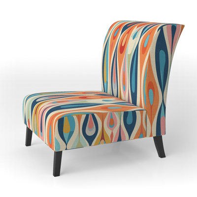 Retro Abstract Drops XI - Upholstered Contemporary Slipper Chair, Geometric Abstract Accent Chair by Red Barrel Studio