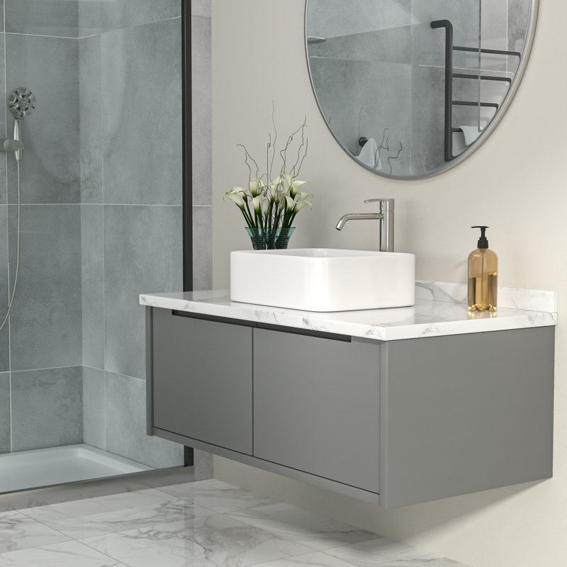 16" L x 12" W Bathroom Vessel Sink White Ceramic Bathroom Sink Rectangular Above Counter Bathroom Vanity Sink