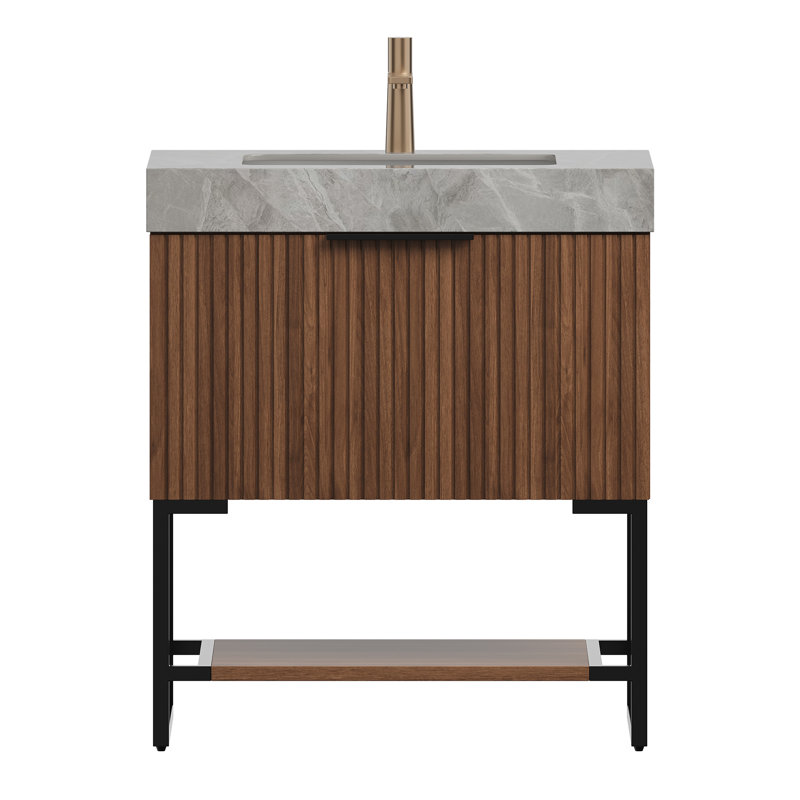 Meuble-lavabo de salle de bain YOLAN, 30", Noyer foncé