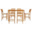 Ensemble de bar bistro rectangulaire en bois de teck 7 pièces 63 po avec 7 tabourets de bar 7 pièces