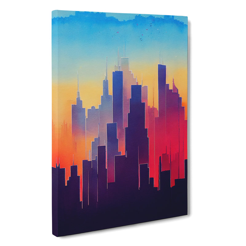 XC1022-1414X City Skyline Colours No.6 Abstract - Wrapped Canvas Print, 50cm H x 35cm W x 3cm D