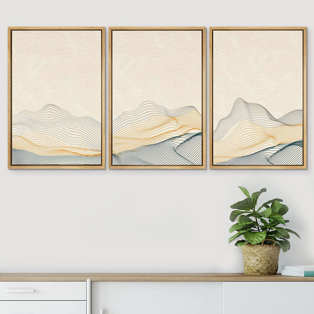 " Geometric Line Mountain " 3 - Pieces Painting Print SIGNLEADER 