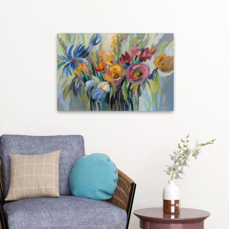 Bouquet de dahlias - Fleurs de feu, H 16 po x l 24 po