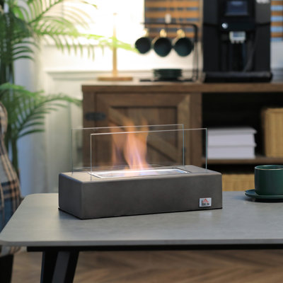Glass Outdoor Tabletop Fireplace with Flame Guard