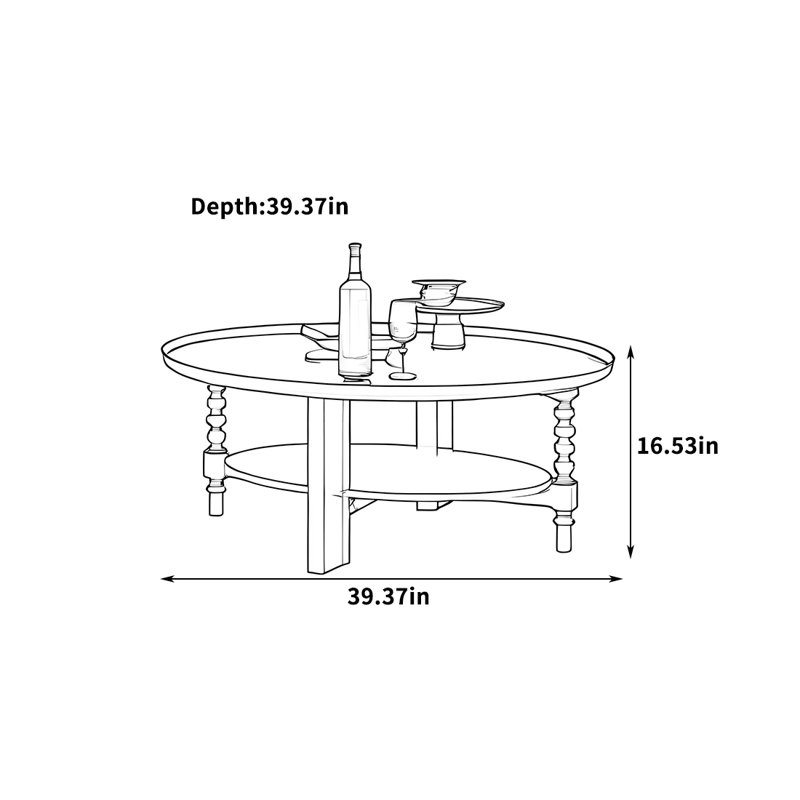 Table basse en chêne rouge massif avec tablette ouverte, H 16,53 po x L 39,37 po x l 39,37 po