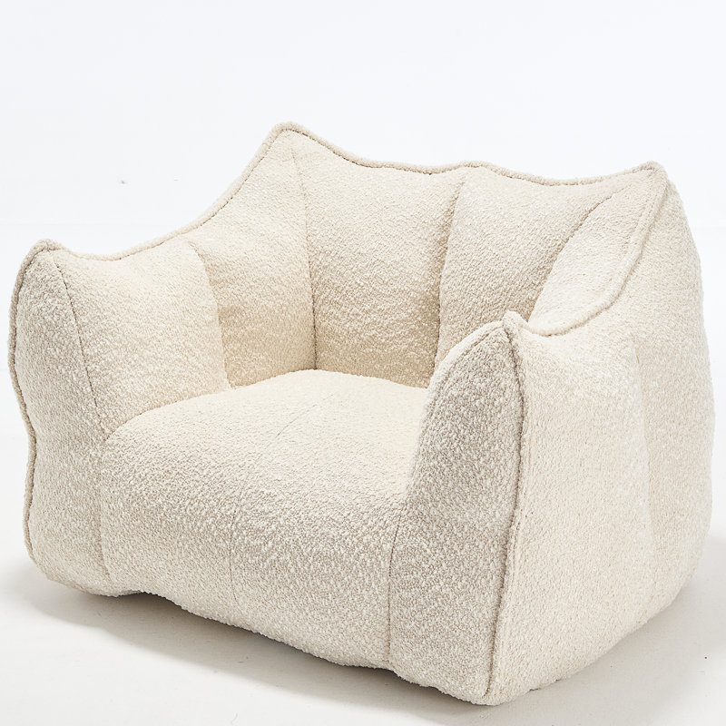 Thaloria Bean Bag Chair Lazy Sofas, 30.7" H x 47.2" W x 36.2" D, Beige Chenille