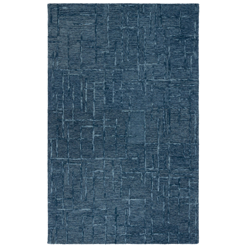Tapis bleu marine en laine touffeté à la main Ephrona, Rectangle 4 pi x 6 pi