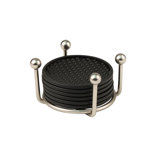 PantryWorks Stainless Steel Round 1 Piece Coaster Set With Holder