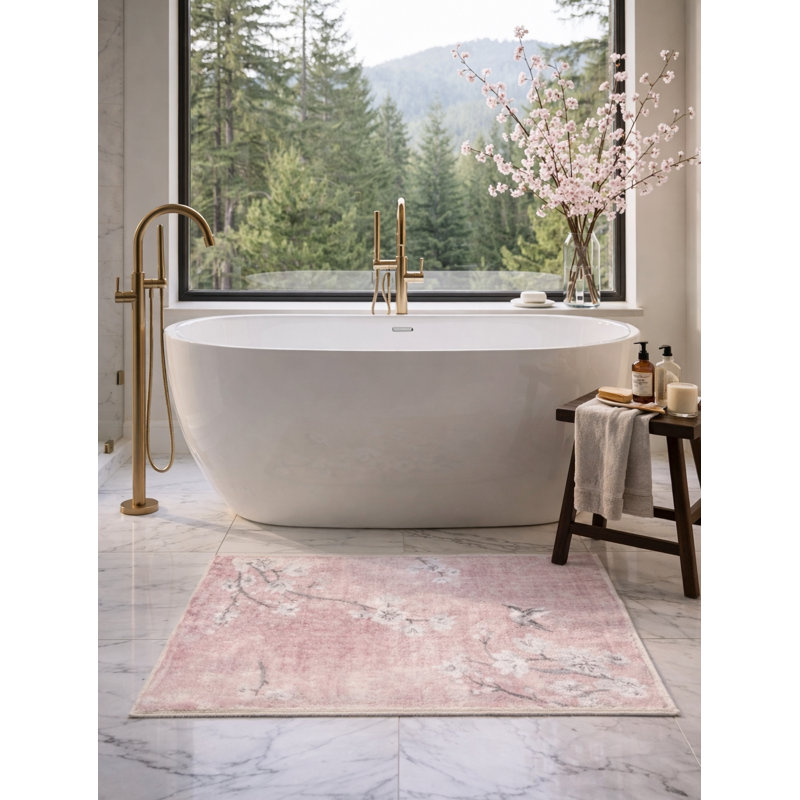 Floral Area Rug, Soft Pink, Rectangle 8' x 10'