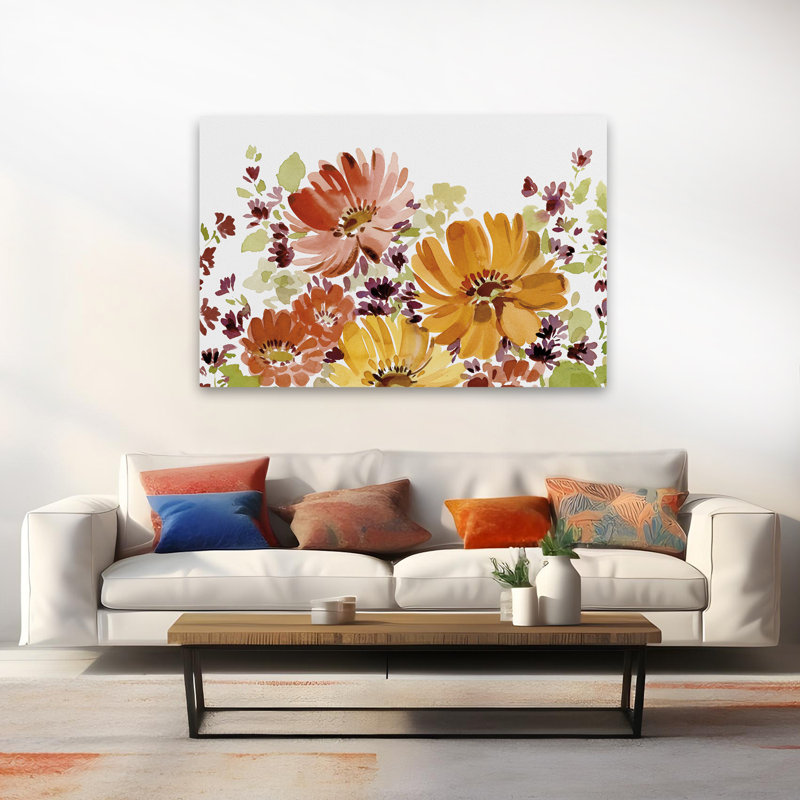 Autumn Joy I - Autumn Brown Chrysanthemums Daisies Art, H 40 po x l 60 po