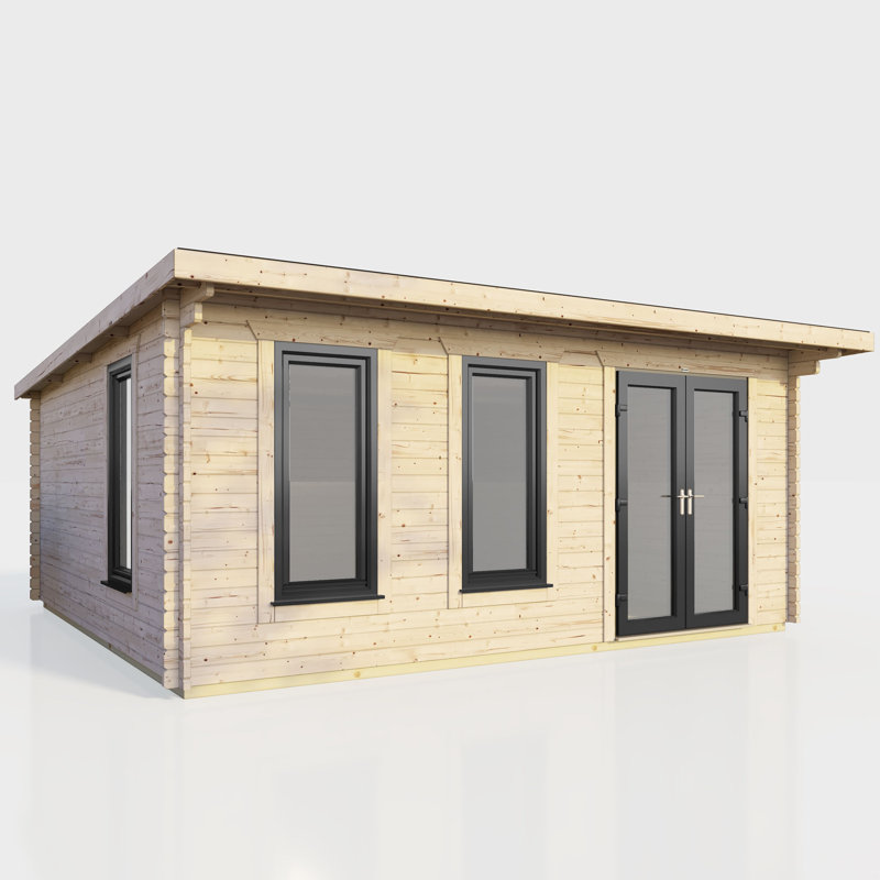 Powersheds 18 x 14ft Pent Log Cabin, Doors to the Right - 44mm