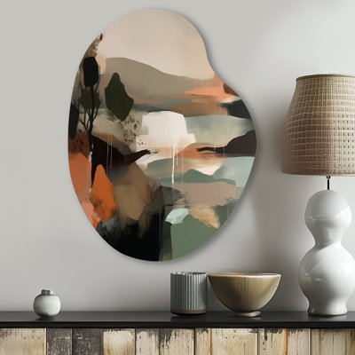 Gwendy - Abstract Painting Asymmetrical Metal Wall Art, Green Unique Shape Metal Art Print