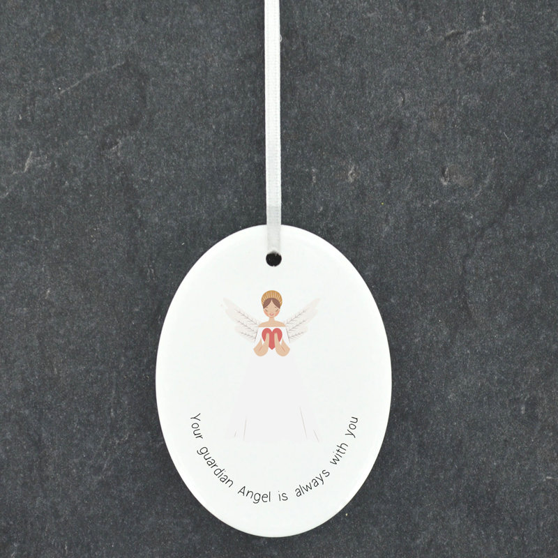 Angel Always with You Oval Shaped Ceramic Hanging Ornament