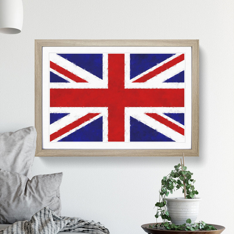 Union Jack British Flag Vol.1 - Picture Frame Painting, Oak Framed, 48cm H x 65cm W x 2cm D