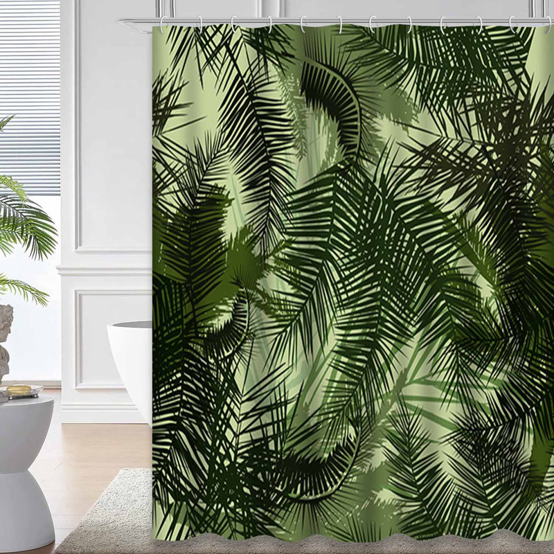 Rideau de douche Futuristic Palm Trees Jungle Tropical avec 12 crochets, L 72 po x l 78 po