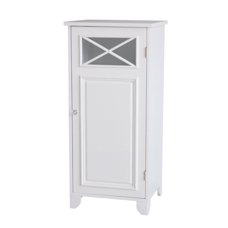 Woodly Freestanding Floor Accent Storage Cabinet with Glass Door and 3 Interior Shelves, White
