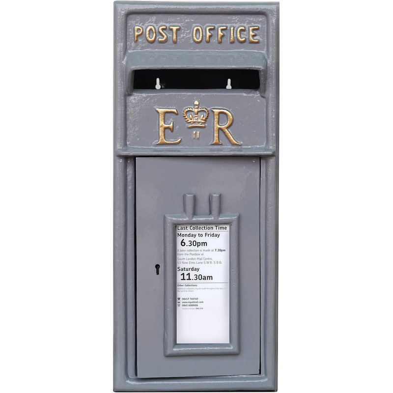 Middletown Cast Iron Wall Mounted Post Box, Grey