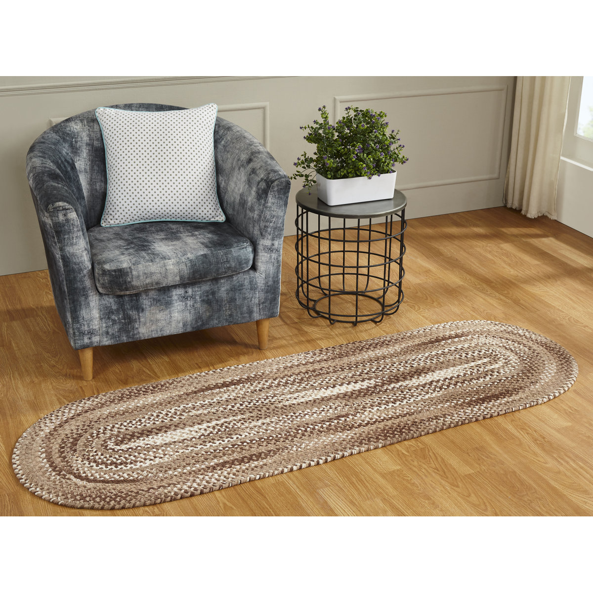 August Grove® Emerson Abstract Braided Cotton Brown/Beige Area Rug ...
