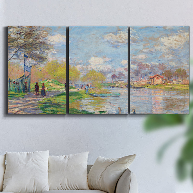 Summer Sanctuary sur toile, reproduction de 3 pièces, H 48 po x l 96 po x P 2 po