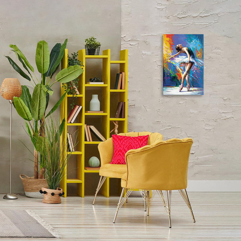  Art mural sur toile mouvement de ballerine fluide par Leon Devenice, H 24 po x l 16 po