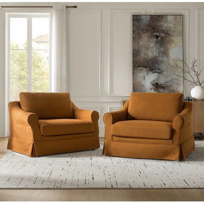 Fauteuil surdimensionné à housse de coussin avec coussin en plumes Estevan l 50,75 po (ensemble de 2)