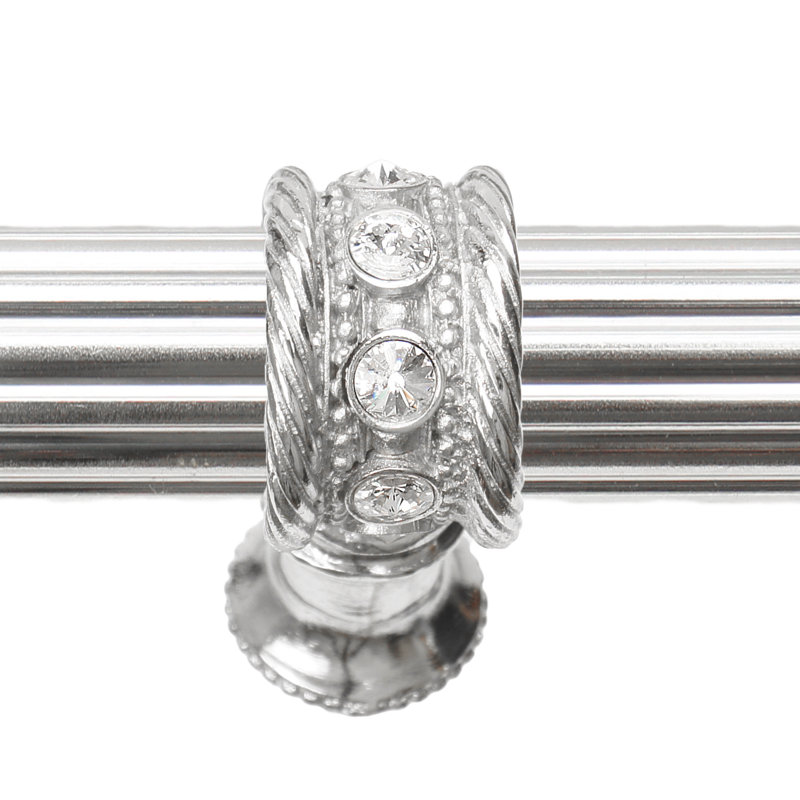 Caché avec centre long 5/8 roseaux et entretoise centrale avec 16 cristaux transparents Swarovski rivoli, 22", Chrome
