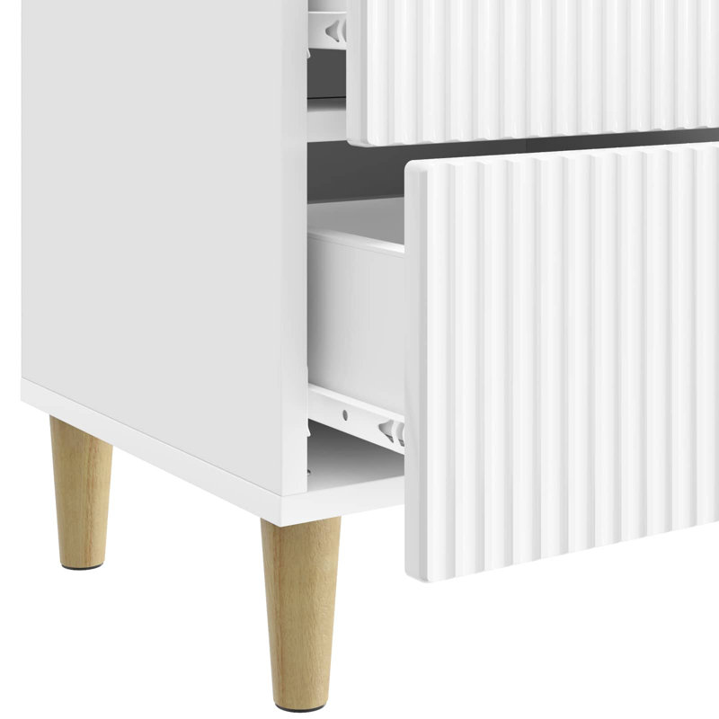 43cm W Manufactured Wood Bedside Table, High Gloss White