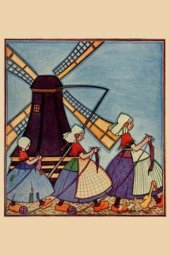 « dutch girls knitting » par needlecraft magazine-impression, H 66 po x l 44 po