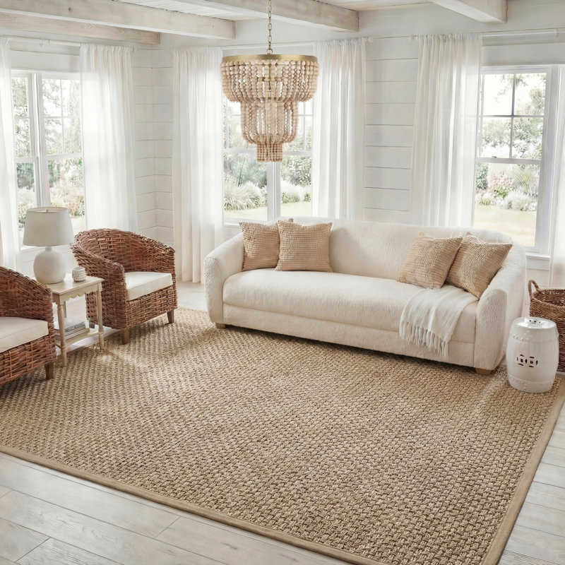 Tapis naturel / beige en lattes de bambou / beige, Rectangulaire 8 pi x 10 pi