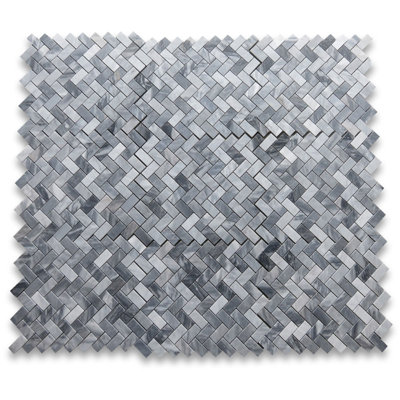 Bardiglio 11" x 12" Marble Herringbone Mosaic Wall & Floor Tile