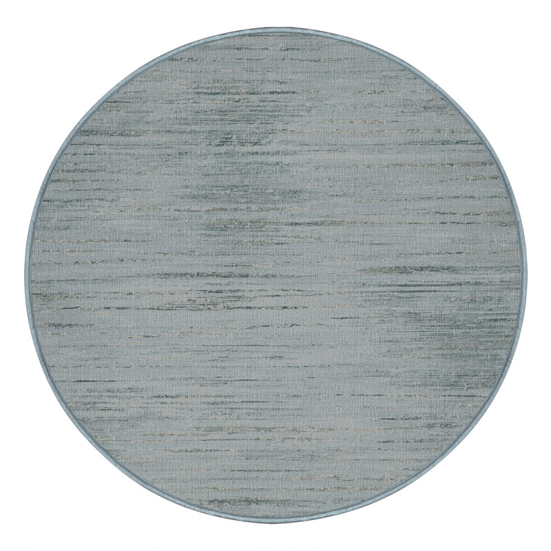 Machine Washable Abstract Blue Area Rug, Round 3'