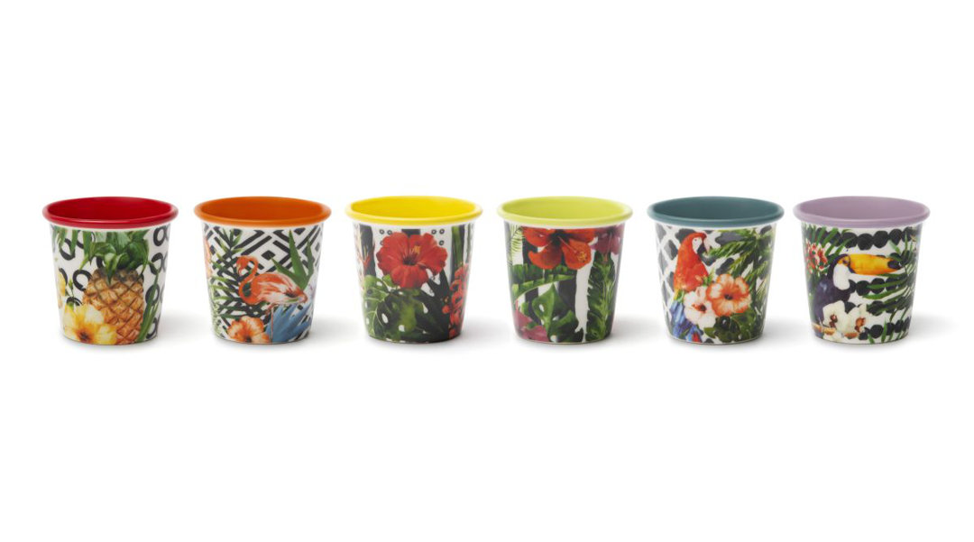 Excelsa set of 6 cups Tropical Chic porcelain 9 cl