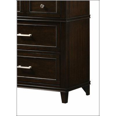 Commode à 6 tiroirs Merlot avec rangement spacieux et design intemporel, parfaite pour les chambres à coucher modernes et la vie organisée