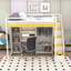 Full Wood Loft Bed With LED Light, Dressing Table, Wardrobe And Charging Ports-1530303243