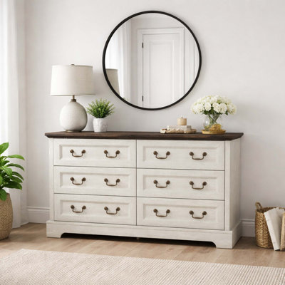 Farmhouse Rustic Wooden Dresser with Metal Handles