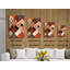 Abstrait, art mural en verre géométrique tribal abstrait, décoration moderne en verre trempé - peinture orange brûlé et beige terre, grand Boho-392320923