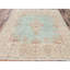 Tapis vert clair 7 pi 10 po x 8 pi 4 po vert clair noué à la main 100% laine de style Kerman persan rétro avec motif en médaillon champ ouvert