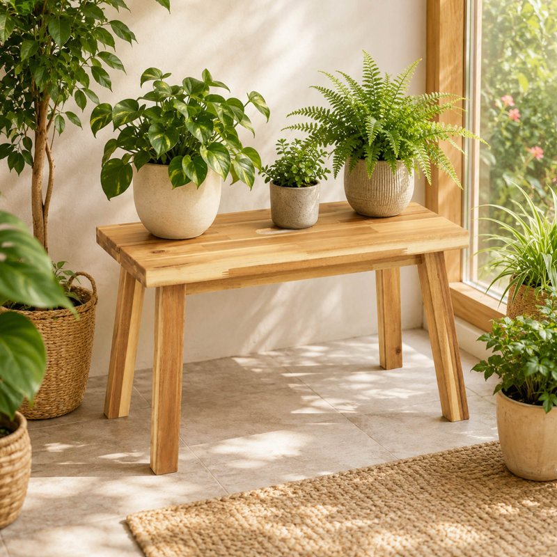 26'' Solid Acacia Wood Entryway Bench