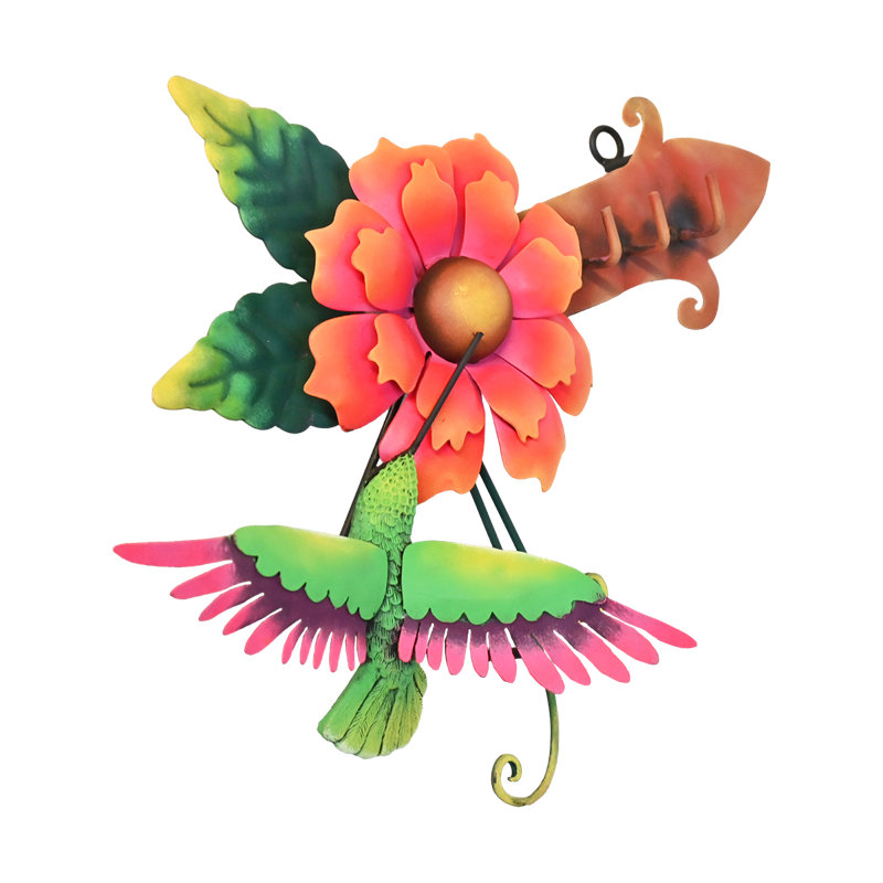 Painted Tin Hummingbird Keyholder