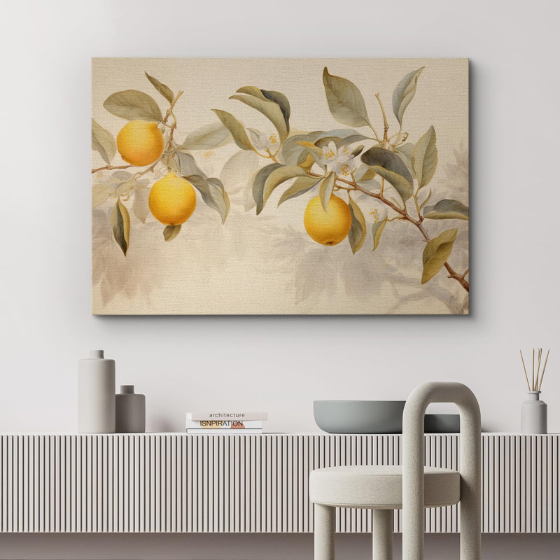 Aliments pour la cuisine «Peach Fruit And» sur, H 24 po x l 36 po, Toile tendue