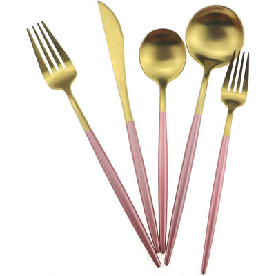 Ensemble de couverts de luxe 20 pièces, vaisselle en acier inoxydable 18/10 avec finition mate, comprenant des fourchettes, des cuillères, des couteaux, idéal pour les repas gastronomiques, le camping et les voyages