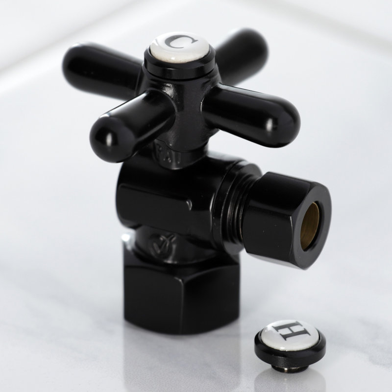Kingston Brass Vintage 1/2-Inch FIP x 3/8-Inch OD Comp Quarter-Turn Angle Stop Valve, Matte Black