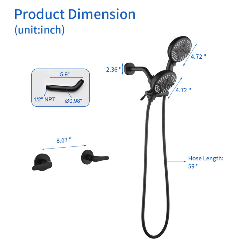 Dual Function Complete Shower System, Matte Black