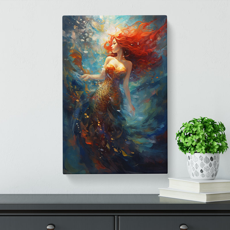Mermaid Abstract Art No.2 - No Frame Print, 76cm H x 50cm W x 3cm D